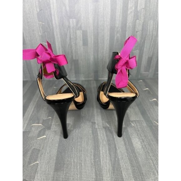 Colin Stuart High Heeled Strappy Genie Shoes Black Size 7 Patent Leather - Picture 2 of 7